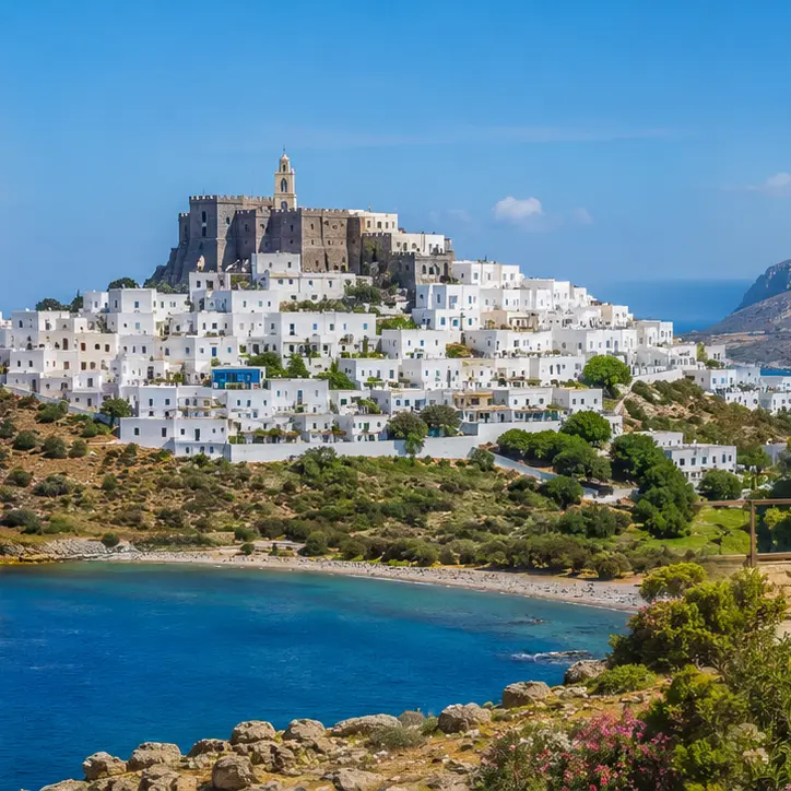 Patmos liman günü için destinasyon görünümü